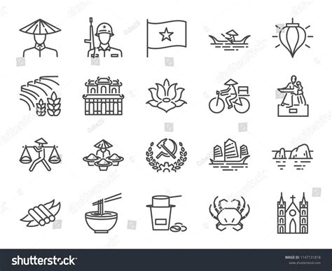 Vietnam Icon Set Included Icons As Vietnamese Street Food Pho