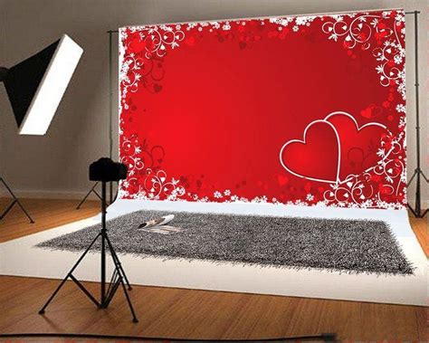 X Ft Red Valentine S Day Backdrops Photography Lace Side Heart Shaped Photo Studio Background