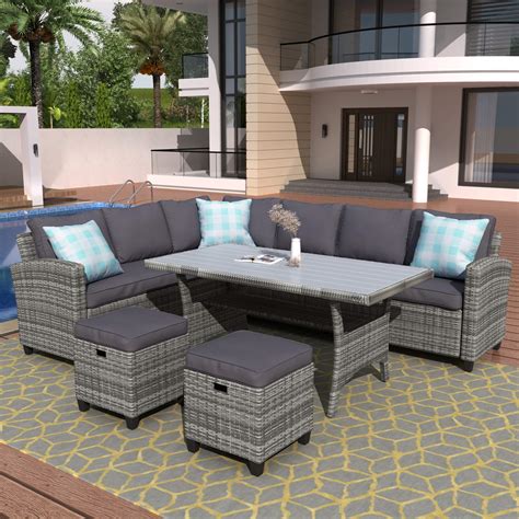 Buy Merax Patio Furniture Dining Set 5 Piece Outdoor Conversation Set All Weather Wicker