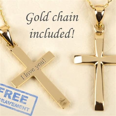 Personalized Gold Cross For Men 14k Solid Gold Cross Pendant Etsy