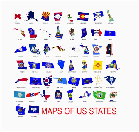 Usa Map Svg 50 States Map Vector State Flags United States Map Etsy