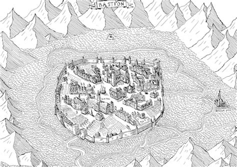 Map Bastion Fantasy Map Fantasy City Top Down View Etsy