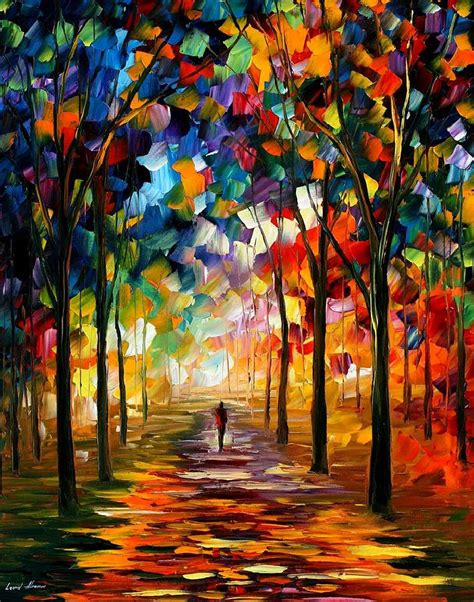 Forest Path Palette Knife Oil Painting On Canvas By