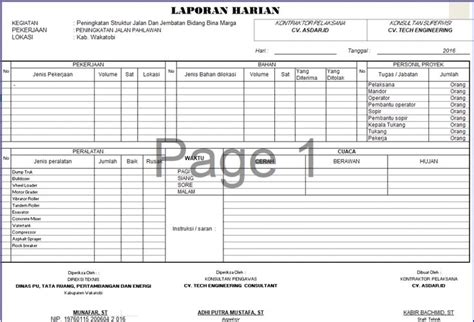 Contoh Laporan Pekerjaan Harian Beckettcellee