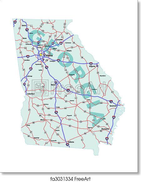 Free Art Print Of Georgia State Interstate Map Georgia State Road Map