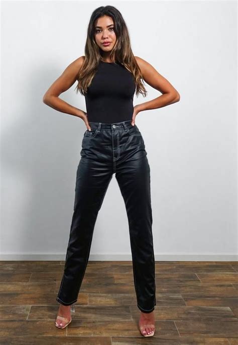 Missguided Black Coated Co Ord Contrast Stitch Detail Wrath Jeans In