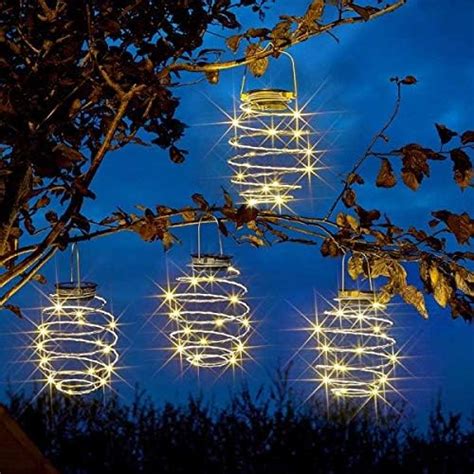 Garden Mile Solar Powered Warm White Copper Led Spiral Hanging Lights