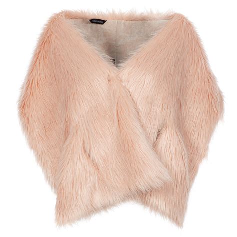 Helen Moore Luxury Faux Fur Pocket Stole Blush Black By Design