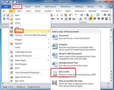 Where Is The Creating Pdfxps Document In Word 2007 2010 2013 2016