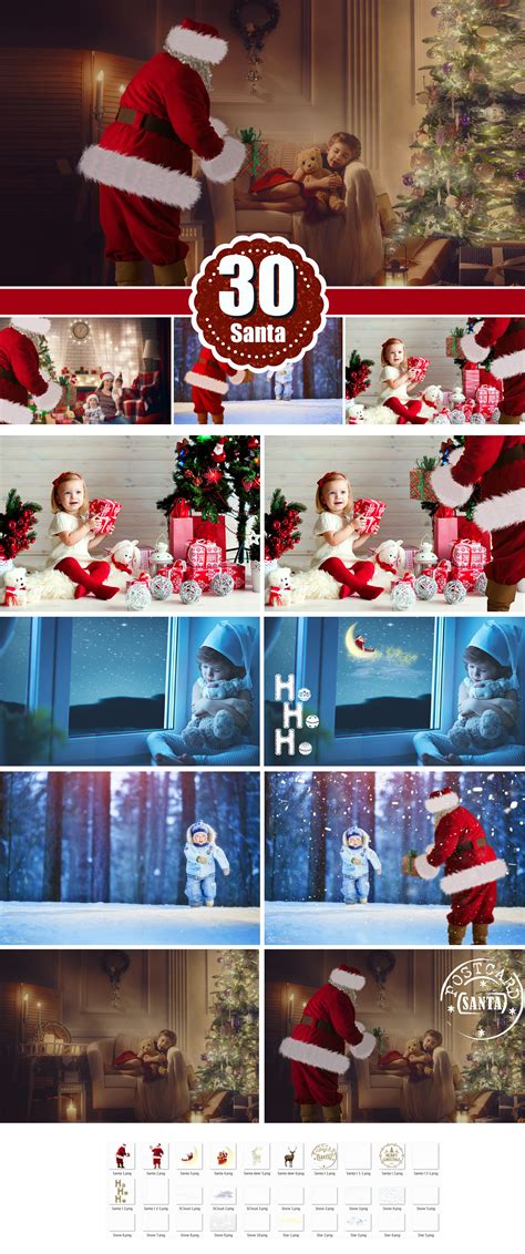 Santa Overlay Photoshop Overlays Deer Snow Cloud Star Christmas