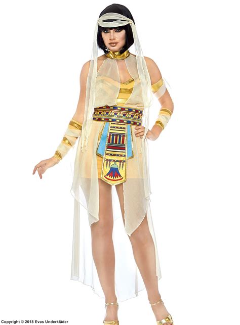 Cleopatra Mummy Costume Dress Shiny Trim