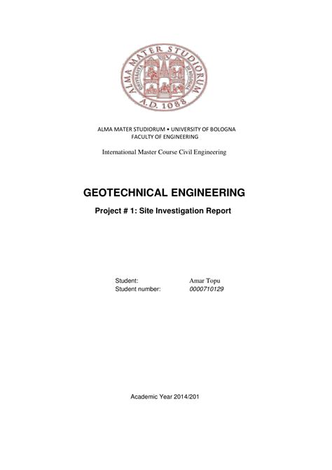 Pdf Geotechnical Engineering Site Investigation Report