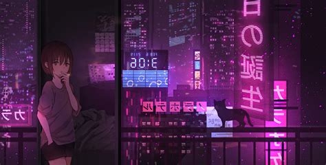 1920x1080 Anime Girl City Night Neon Cyberpunk 4k Laptop Full Hd 1080p Hd 4k Wallpapers Images