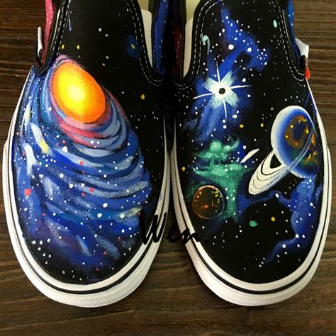 Wen Black Hand Painted Shoes Original Design Custom Galaxy Space Planet