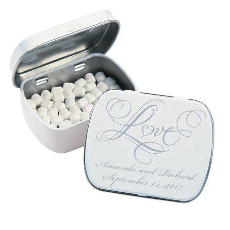 Personalized Love Wedding Tins With Mints Plum Wedding Party Favors