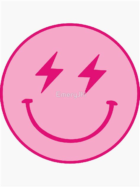 Hot Pink Lighting Bolt Smiley Face Sticker For Sale By Emeryjh