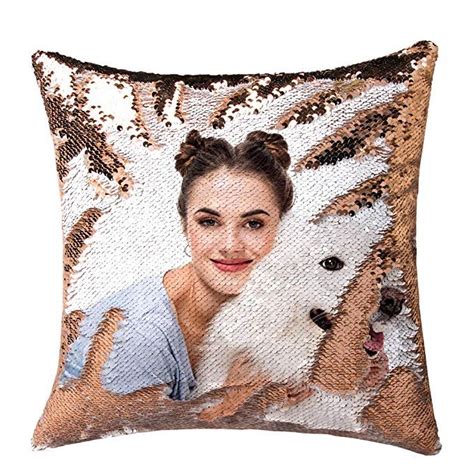 Personalized Sequin Pillow With Your Photos Customized Ts Custom