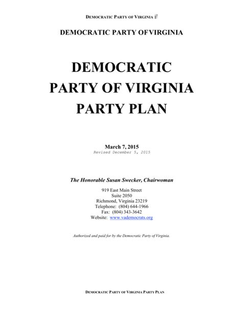 Party Rules Democratic Party Of Virginia