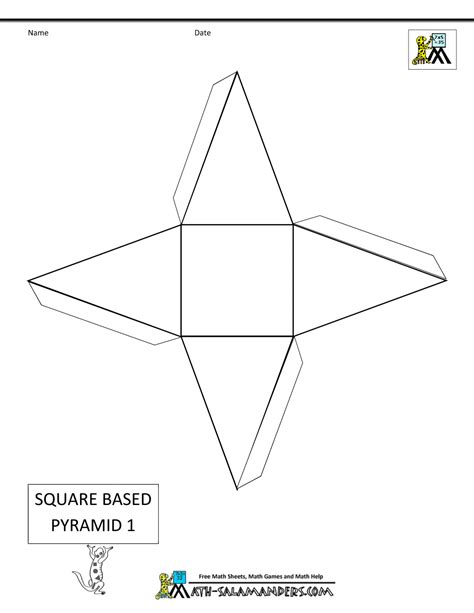 Geometry Printables Square Based Pyramid Net 1 Tabs 3d Geometric Shapes