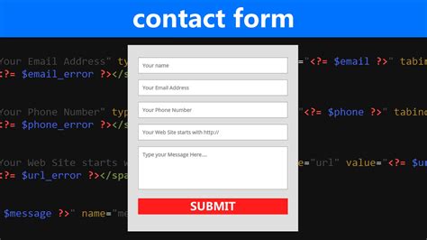 Htmlphp Contact Form Tutorial With Validation And Email Submit Youtube