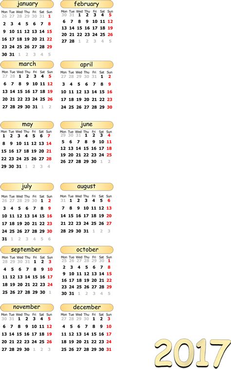 2017 Calendar Template Image Plantilla Calendario 2017 Png 2480x3508