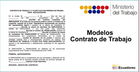 Tipos Contrato De Trabajo Modelos Ministerio De Trabajo Ecuador 66906