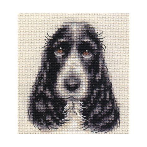 Model stitched on 14 count white aida. COCKER SPANIEL dog ~ Full counted cross stitch kit, all ...