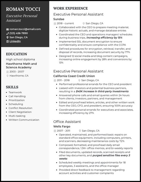 3 Executive Personal Assistant Resume Examples For 2024