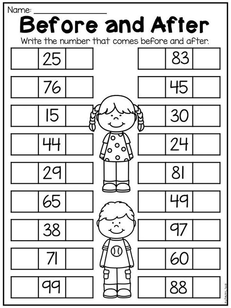 Number Before And After Worksheets For Kindergarten