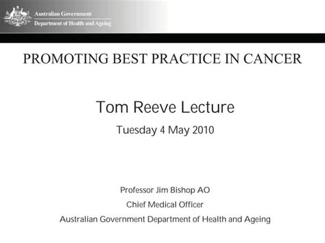 Promoting Best Practice In Cancer Ppt