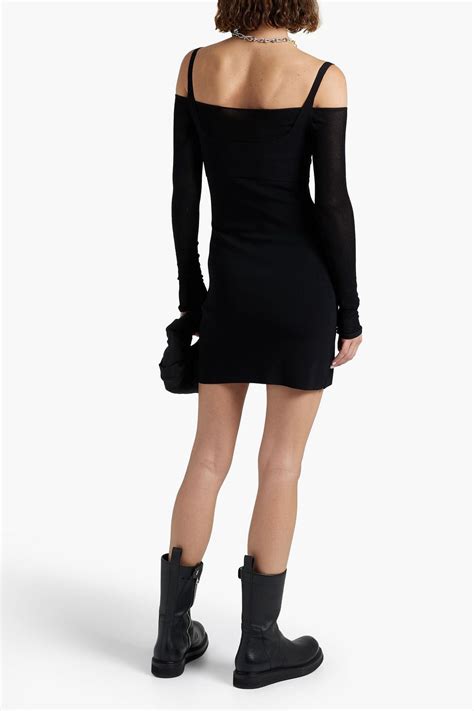 Dion Lee Off The Shoulder Mesh Paneled Ribbed Knit Mini Dress Sale Up To 70 Off The Outnet
