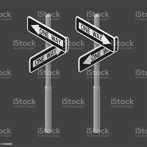 One Way Road Sign Stock Illustration Download Image Now Direction