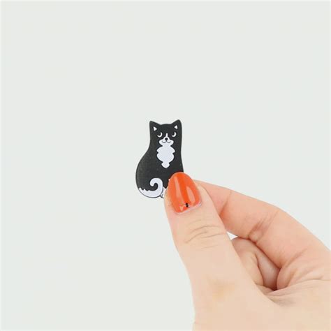 Black And White Cat Enamel Pin Punky Pins Punkypins