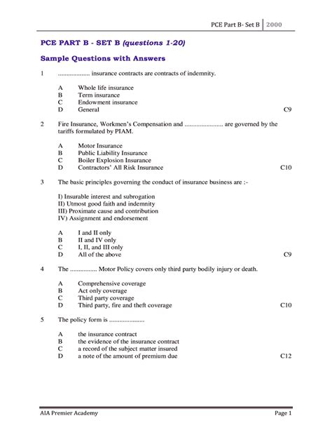Pre contract examination for insurance agents (pceia), is a compulsory entry. General Insurance Exam Questions And Answers Malaysia ...