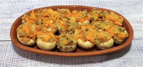 Mushrooms Stuffed with Vegetables Baked in the Oven Stock Image - Image ...