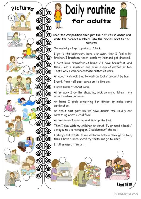 Daily Routines For Adults Elementar English Esl Worksheets Pdf Doc
