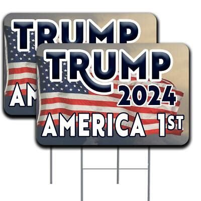 Trump America First Pack Double Sided Yard Signs X With Metal Sta EBay