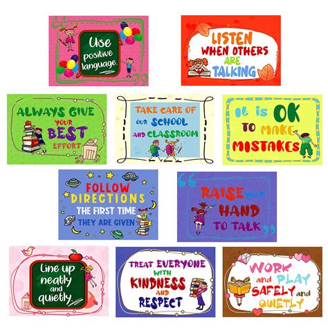 Buy 10 Laminated Classroom Rules Wall Poster For Preschool And Elementary