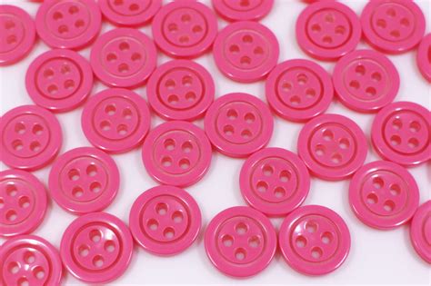 Large Pink Buttons Dark Pink Buttons Four Holes Resin Sewing Etsy