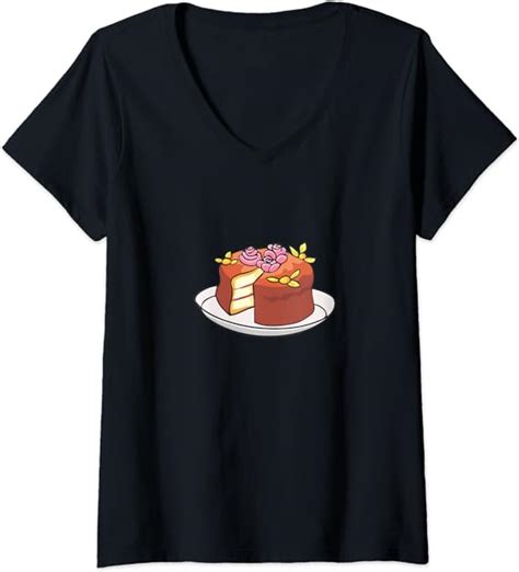 Womens Decorated Cake V Neck T Shirt Clothing