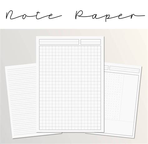 Note Paper Template Lecture Note Paper Dotted Grid Lined Paper Etsy UK Notes Template