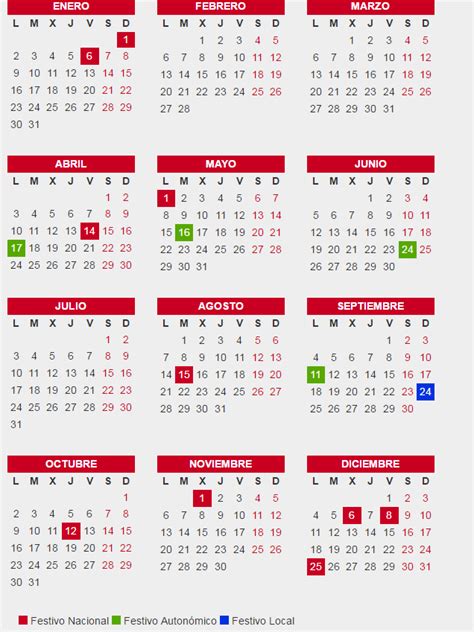 Festivos en españa y en cada comunidad autónoma. Calendario laboral barcelona 2017 | Download 2020 Calendar ...