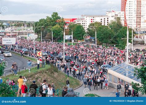 Minsk Belarus September 13 2020 Crowd Of People On Mass Protests