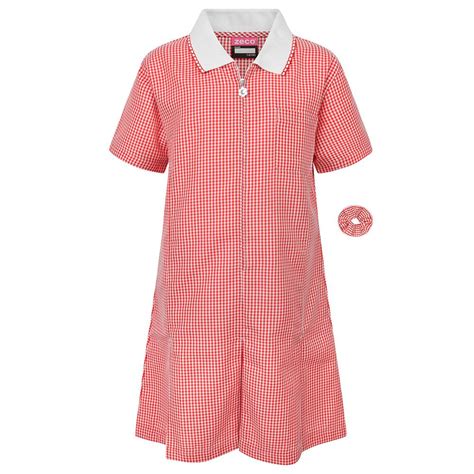 A Line Gingham Dresses Button Style School Uniform 247 Girls