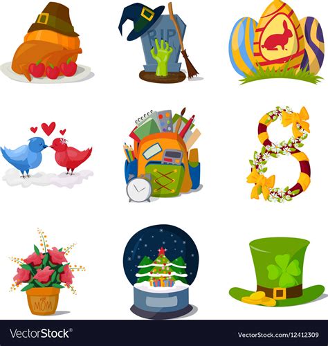 Holidays Symbols Royalty Free Vector Image Vectorstock