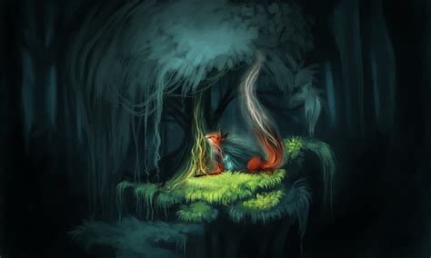 #830414 4K, 5K, 6K, 7K, Garden of Eden, Forests, Foxes, Magic, Night