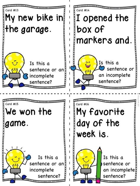 Working On Complete Or Incomplete Sentences These 24 Task Cards Are A