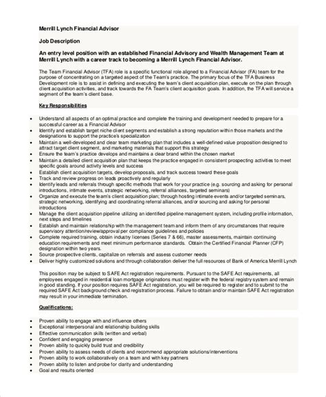 Use this financial planner job description template and post your job on 20+ job boards for free. FREE 7+ Sample Financial Advisor Job Description Templates ...