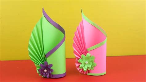 Easy Paper Flower Vase How To Make A Flower Vase Simple Paper