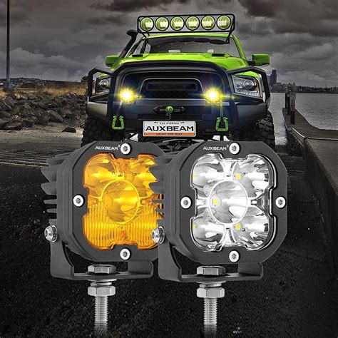Buy Auxbeam 3 80w Led Pods Cube With Amber Covers 9600lm Yellow Fog